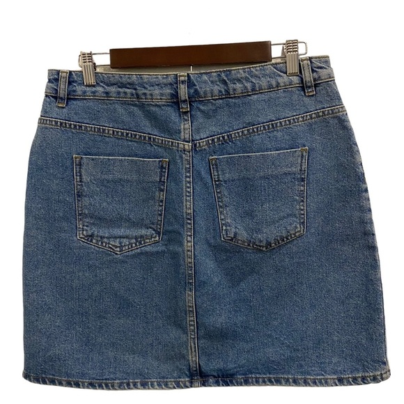 ASOS DESIGN Denim High Waisted Skirt In Midwash - Picture 7 of 13